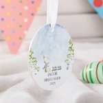 Personalized Baby‘s First Easter Acrylic Ornament with Name and Lanyard Cute Scarf Bunny Home Decoration Easter Holiday Party Gift for Newborn