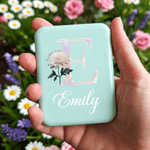 Personalized Birth Flower Pearl Effect LED Folding Makeup Mirror with Name and Initial Travel Birthday Gift for Makeup Artists Friends