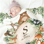 Personalised Cute Cartoon Jungle Animals Soft Throw Blanket with Name and Text Nusery Room Decor Birthday Baby Shower Gift for Kids