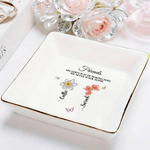 Personalised Crystal Birth Flower Butterfly Ceramic Jewellery Dish with Name and Text Daily Use Birthday Gift for Besties Friends Family
