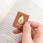Personalized Birthstone Birth Flower PU Leather Magnetic Bookmark Clip with Name Reading Accessory Birthday Gift for Book Lover Friends