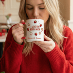 Personalized I Love You Berry Much Strawberry Design 11 oz 15 oz Ceramic Mug with Name and Coaster Valentine's Day Birthday Gift for Couple