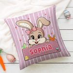 Personalisierte niedliche Hase Streifen werfen Kissenbezug mit Namen Home Decor Ostern Geburtstag Geschenk für Kinder