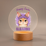 Personalised Leopard Print Cartoon Rabbit LED Acrylic Night Light with Name Easter Gift for Babies Children Newborn