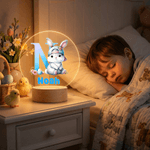 Personalized Cute Cloud Rabbit Seven Colors Initial LED Night Light with Name and Wooden Base Room Decor Birthday Easter Party Favor Gift for Kids
