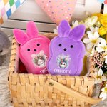 Personalised Cute Rabbit Flower Plush Bunny Ears Wallet with Name and Wristband Easter Party Birthday Gift for Boys Girls