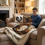 Personalized Dragon Initial Soft Tassel Blanket with Name Home Decor Birthday Gift for Dragon Lovers