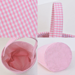 Personalised Cute Wreath Rabbit Plaid Easter Basket with 3-7 Names and Ruffles Eggs Hunting Party Easter Gift for Kids