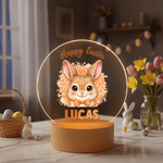 Personalised Leopard Print Cartoon Rabbit LED Acrylic Night Light with Name Easter Gift for Babies Children Newborn