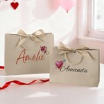 Personalised Bow Heart Rose Gift Bag with Name Valentine's Day Anniversary Gift for Couple
