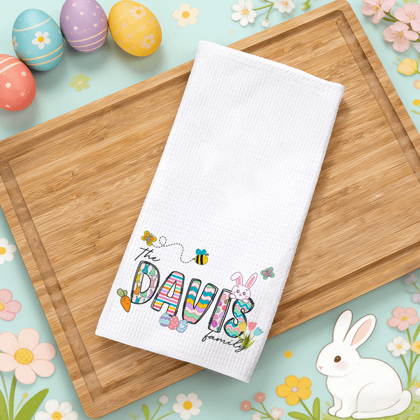 Easter Bunny Tea Towel with Name