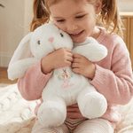 Personalized Floral Frame Cute Bunny Easter Bunny Stuffed Toy with Name Easter Egg Hunt Gift for Kids Boys Girls