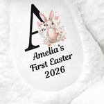 Personalised Flower Peter Rabbit Cute Bunny Plush Stuffed Animal Toy with Name and Initial First Easter Holiday Gift for Kids
