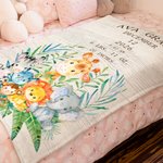 Personalised Cute Cartoon Jungle Animals Soft Throw Blanket with Name and Text Nusery Room Decor Birthday Baby Shower Gift for Kids