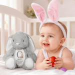 Personalised Flower Peter Rabbit Cute Bunny Plush Stuffed Animal Toy with Name and Initial First Easter Holiday Gift for Kids