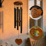 Personalised Photo Heart Wooden Wind Chimes with Text and Date Memorial Ornament Sympathy Gift for Loss of Dad Mom