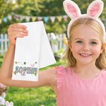 Personalized Easter Bunny Egg Flower Carrot Waffle Tea Towel with Name Kitchen Decor Easter Party Gift for Boys Girls Family