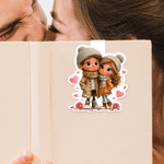 Personalized Heart Hugging Cartoon Character Magnetic Bookmark Clip with Name Anniversary Valentine's Day Gift for Couple Sister Book Lover