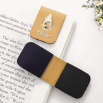 Personalized Birthstone Birth Flower PU Leather Magnetic Bookmark Clip with Name Reading Accessory Birthday Gift for Book Lover Friends
