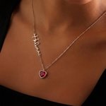 Personalized Heart Birthstone Pendant Necklace with Name Dainty Jewellery Birthday Anniversary Gift for Women Girls