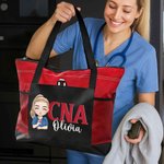 Personalised Cartoon Doctor Nurse Character Large Capacity Oxford Tote Bag with Name and Mesh Pockets Appreciation Birthday Gift for Medical Staff