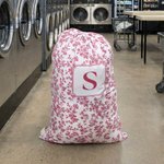 Personalized Toile De Jouy Style Large Capacity Drawstring Laundry Bag with Initial Dorm Daily Use Back-to-School Gift for Colleges Students