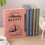 Cahier à anneaux en cuir PU avec nom de l'école et stylo Cadeau de fin d'études pour les diplômés