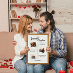 Personalised Love Electrocardiogram 3 Photos Frame Painting with Text and Date Home Decor Valentine's Day Gift for Couple Wife Husband