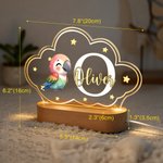 Personalised Cute Animals Star Cloud Style Acrylic LED Night Light with Name and Wooden Base Nursery Decor Birthday Anniversary Gift for Kid Newborn