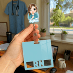 Personalized Cartoon Medical Character Acrylic ID Badge Reel with Name and Title Appreciation Nurse Week Gift for Doctor Nurse Medical Staff