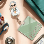 Personalized Cartoon Medical Character Acrylic ID Badge Reel with Name and Title Appreciation Nurse Week Gift for Doctor Nurse Medical Staff