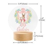 Personalised Flower Easter Bunny Acrylic LED Night Light with Name and Wooden Base Home Decor Easter Gift for kids
