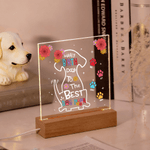 Personalized 1-10 Dog Paws Acrylic LED Night Light with Name and Wooden Base Birthday Mother's Day Gift for Dog Owner