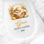 Personalisierte niedlichen schlafenden Hase in einem Korb Plüsch Hase Plüschtier Spielzeug mit Namen und Jahr Ostern Baby Dusche Geburtstag Geschenk für Kinder