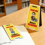 Personalized Caution Sign Style Cartoon Character Magnetic Bookmark Clip with Name Reading Corner Birthday Gift for Bookworms