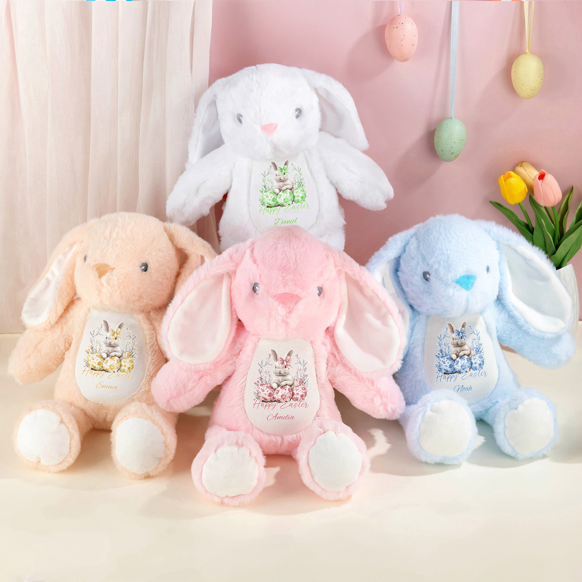 Peluche lapin de Pâques personnalisée avec nom Cadeau de Pâques pour les nouveaux-nés et les enfants