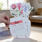 Calendrier 2026 personnalisé avec texte - Décoration intérieure de bureau avec socle acrylique - Cadeau Nouvel An pour la famille et les amis