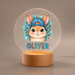 Personalised Leopard Print Cartoon Rabbit LED Acrylic Night Light with Name Easter Gift for Babies Children Newborn