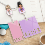 Personalized Cartoon Medical Character Acrylic ID Badge Reel with Name and Title Appreciation Nurse Week Gift for Doctor Nurse Medical Staff