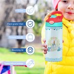 Personalized Cute Rabbit Easter Eggs Flower 12 oz Insulated Water Bottle with Straw and Spill-Proof Lid Easter Day Gift for Kids