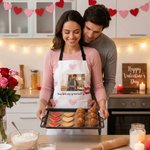 Personalised Flower Lip Print Easter Rabbit Photo Apron with Text and Pockets Cooking Activities Valentine's Day Easter Gift for Family Cooking Lover