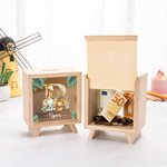 Gepersonaliseerde Schattige Cartoon Bosdieren Houten Spaarpot met Naam en Initiaal Cadeau voor Kinderfeestje of Verjaardag voor Kinderen