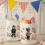 Cestino pasquale riutilizzabile personalizzato con il volto e il nome dell'animale domestico Accessori per la caccia alle uova Regalo di Pasqua per gli amanti degli animali domestici