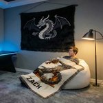 Personalized Dragon Initial Soft Tassel Blanket with Name Home Decor Birthday Gift for Dragon Lovers