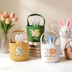 Cestino pasquale personalizzato multicolore con nome e iniziali per coniglietti, regalo di Pasqua per bambini e bambine.
