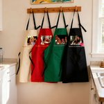 Personalised Flower Lip Print Easter Rabbit Photo Apron with Text and Pockets Cooking Activities Valentine's Day Easter Gift for Family Cooking Lover