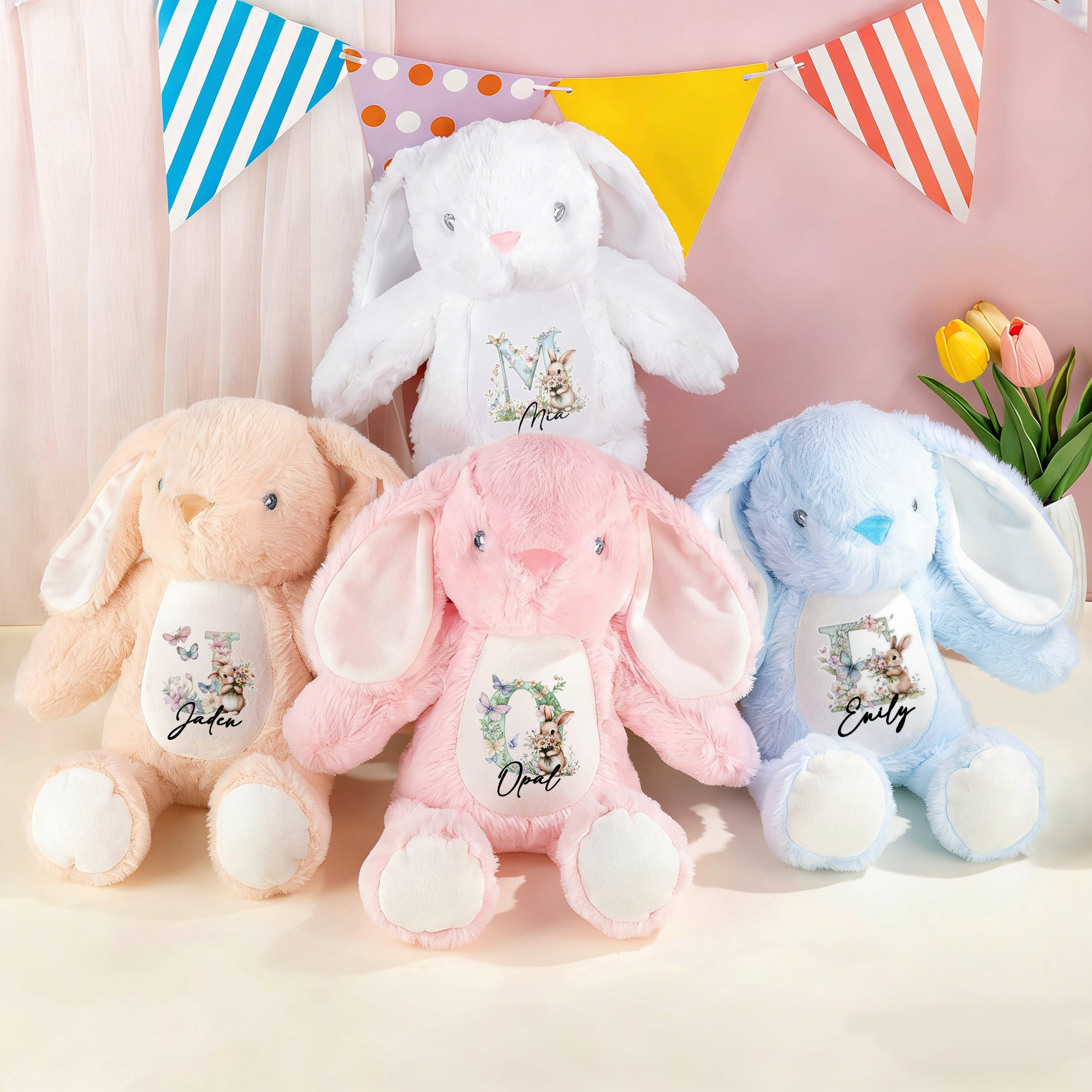 Jouet en peluche lapin de Pâques personnalisé avec nom Cadeau de Pâques pour enfants Garçons Filles
