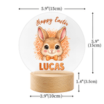 Personalised Leopard Print Cartoon Rabbit LED Acrylic Night Light with Name Easter Gift for Babies Children Newborn