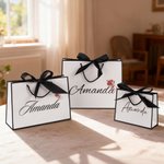 Personalised Bow Heart Rose Gift Bag with Name Valentine's Day Anniversary Gift for Couple