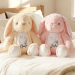 Personalised Cute Bunny Floral Initial Easter Bunny Stuffed Toy with Name Easter Gift for Kids Boys Girls